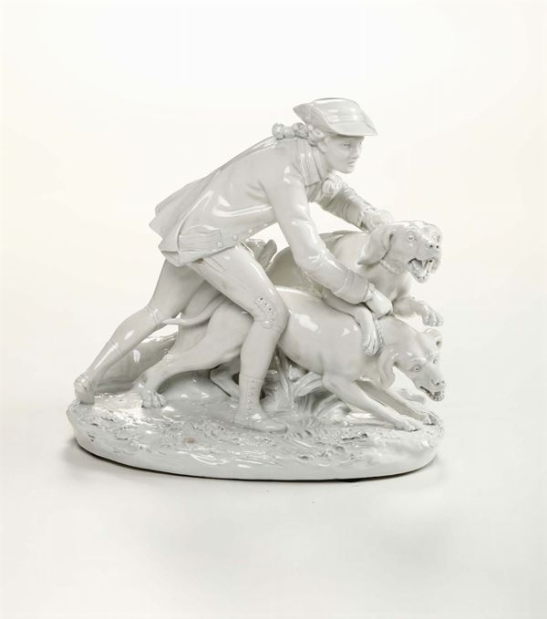 Gruppo in biscuit con caccia, Capodimonte XIX-XX secolo