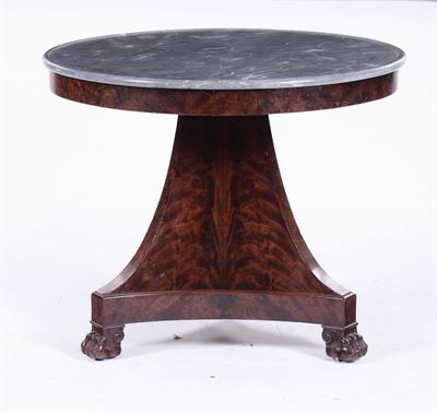 Tavolo Lastronato con Piano in Marmo Grigio, Inizio XX Secolo