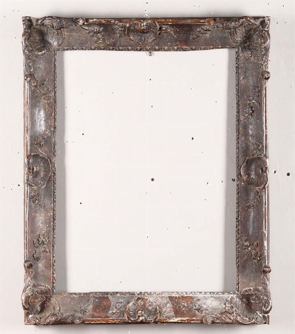 Cornice in legno intagliato e argentato, XVIII-XIX secolo