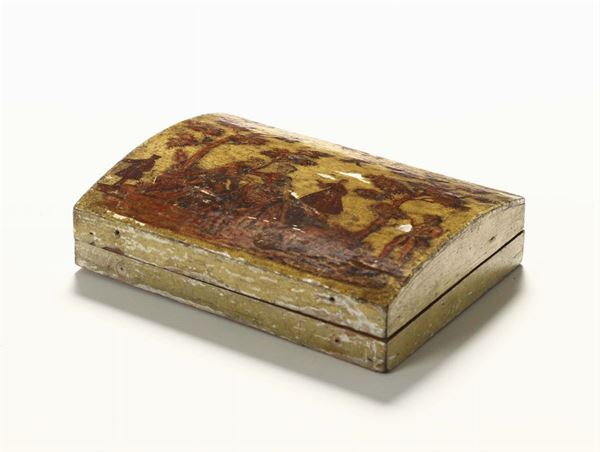Scatola in legno decorato ad arte povera, XIX secolo