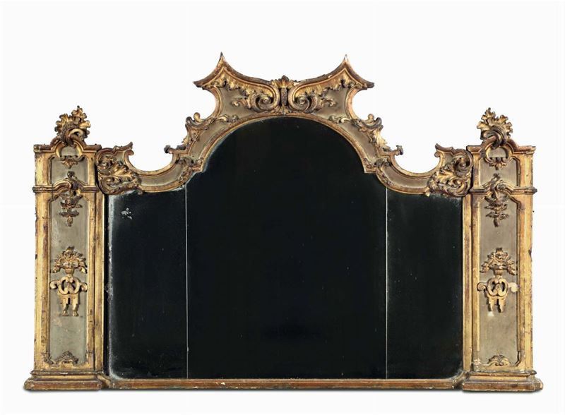 Caminiera Luigi XIV in legno intagliato dipinto e dorato, XVIII secolo  - Auction Fine Art - Cambi Casa d'Aste