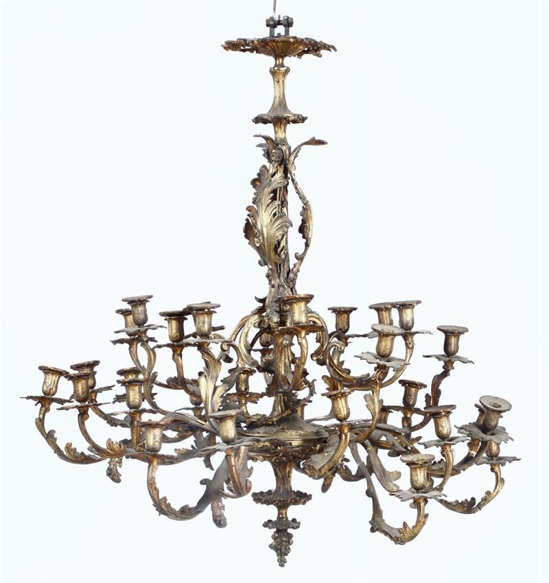 Lampadario in bronzo dorato, XIX secolo  - Asta Antiquariato - Cambi Casa d'Aste