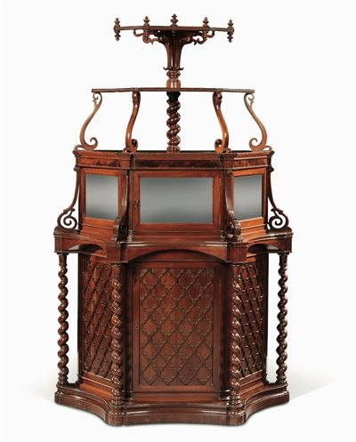 Credenza Carlo X in Mogano e Piuma di Mogano, XIX Secolo,