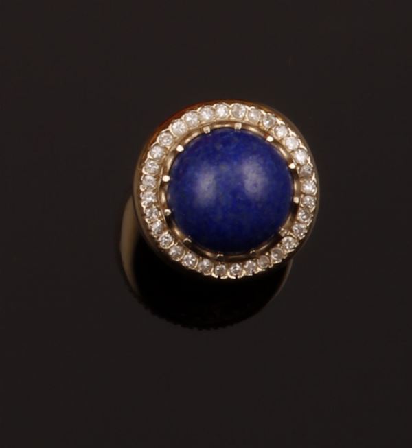 Lapis lazzuli and diamond cluster ring