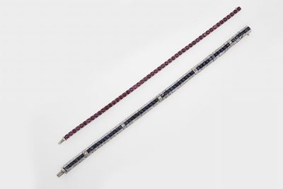 Lotto Composto da un Bracciale con Rubini ed un Bracciale con Zaffiri e Diamanti