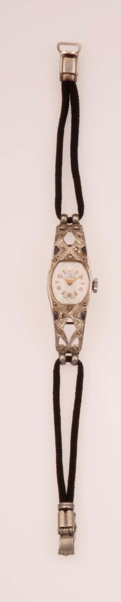 Rose-cut diamond and sapphire lady's wristwatch. Numbered 2906