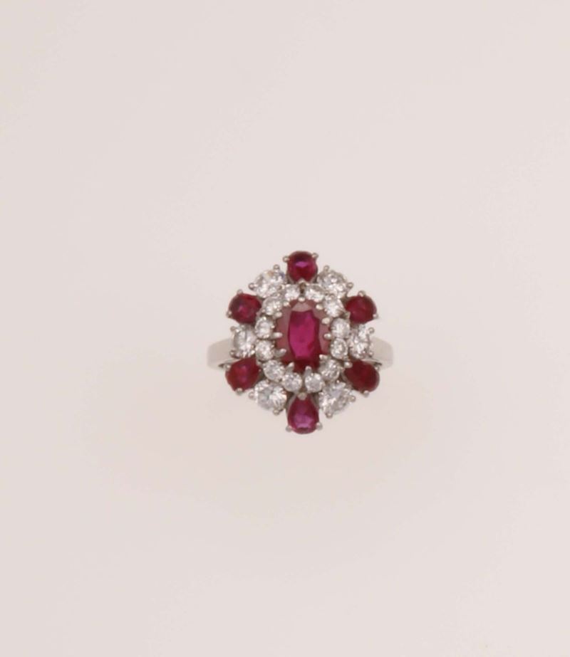 Anello con rubini Burma e diamanti  - Asta Fine Jewels - Cambi Casa d'Aste
