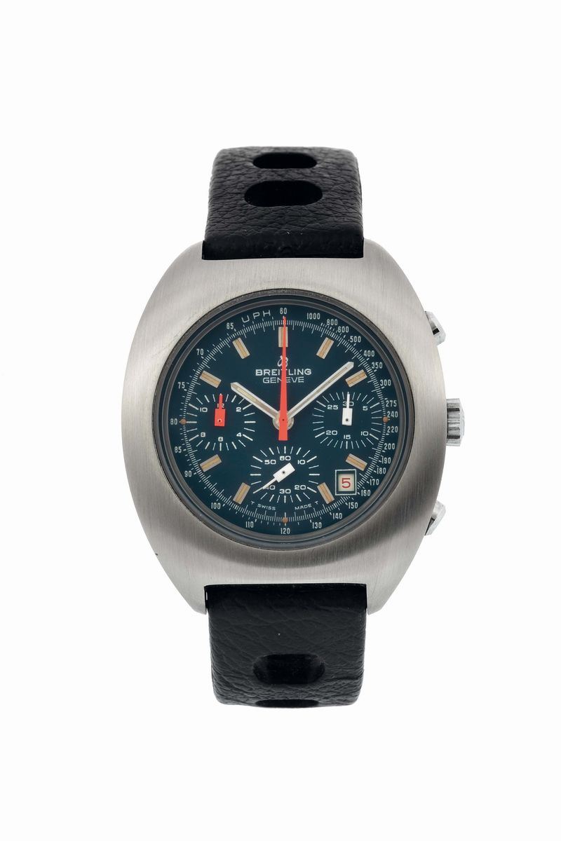 Breitling, Geneve, Long Plaing Dat., Ref. 7103.3, orologio da polso, impermeabile in acciaio, cronografo con datario. Realizzato circa nel 1970  - Asta Orologi da Polso e da Tasca - Cambi Casa d'Aste
