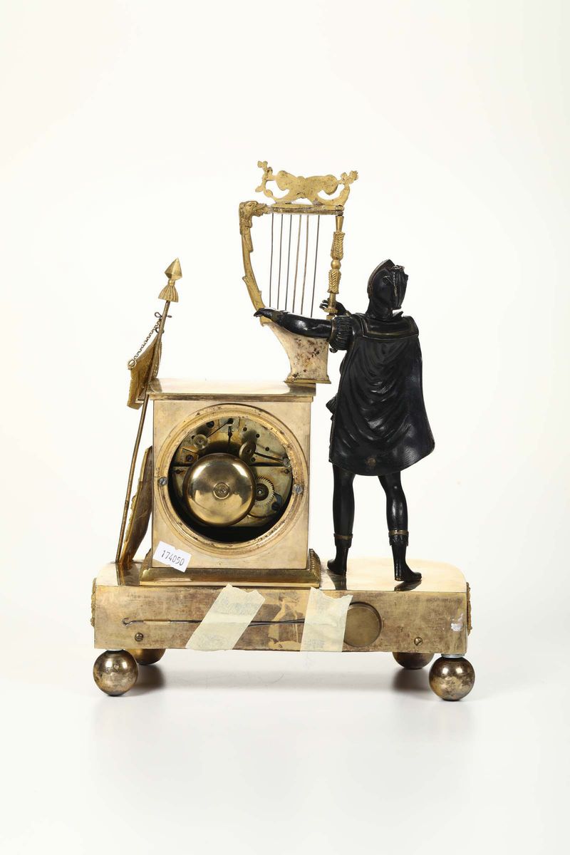 Pendola da Tavolo in Bronzo, Svezia, Gustaf Unden Inizio XIX Secolo