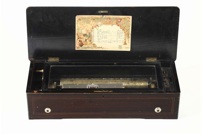 Scatola musicale a cilindro, Svizzera 1840  - Asta Antiquariato - Cambi Casa d'Aste