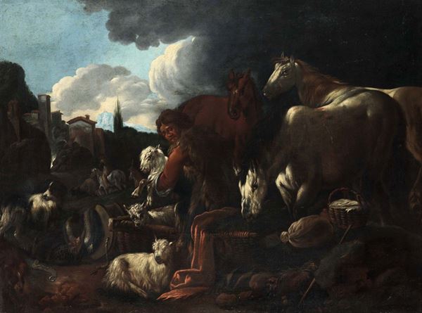 Philipp Peter Roos, detto Rosa da Tivoli (Francoforte sul Meno 1655 - Tivoli 1706), ambito di Pastorale