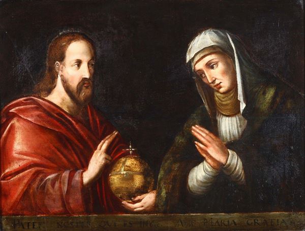 Scuola italiana del XVII secolo Cristo e Madonna