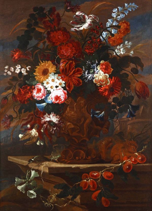 Scuola fiamminga del XVIII secolo Natura morta floreale