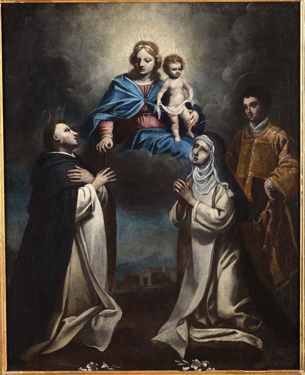 Scuola italiana del XVII-XVIII secolo Madonna col Bambino e Santi