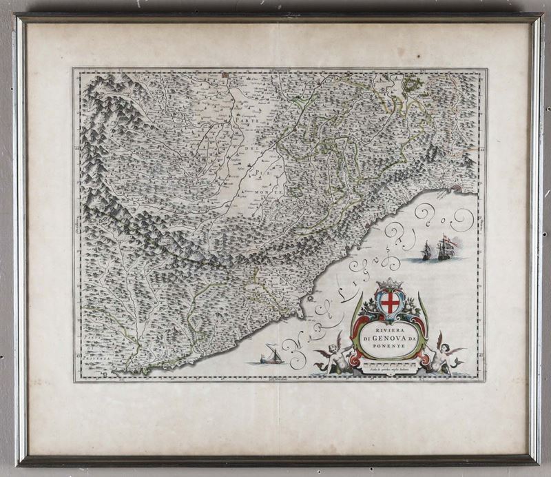 Incisione raffigurante la riviera di Genova di Ponente, XVIII-XIX secolo  - Asta Antiquariato - Cambi Casa d'Aste