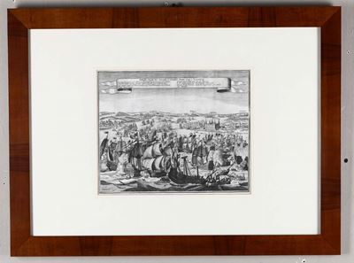Incisione con Battaglia Navale, XVIII Secolo