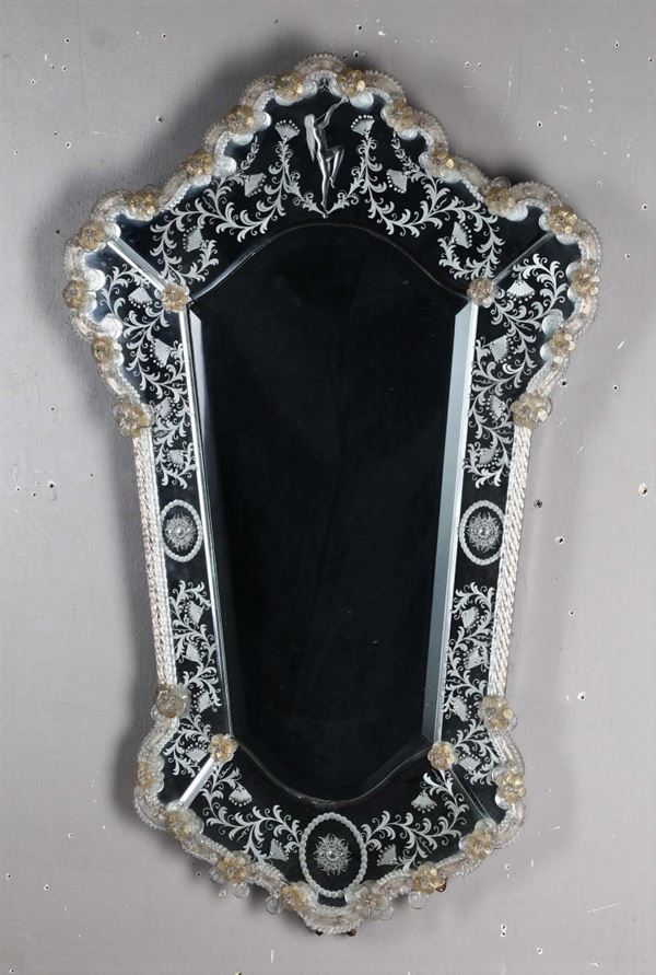 Specchiera in vetro di Murano, 1950 circa