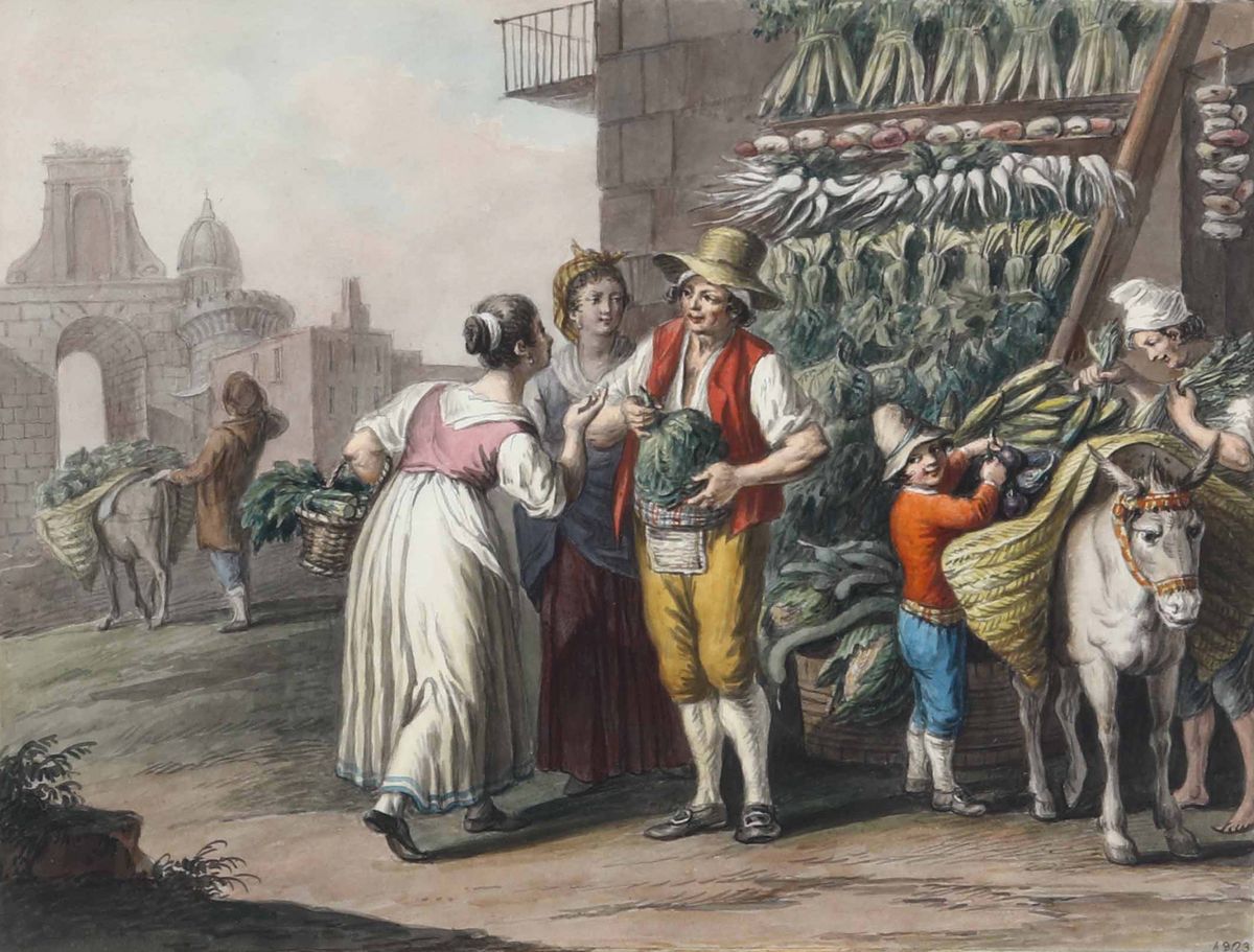 Saverio della Gatta (1758 - 1828)gruppo De Diversi Gesti Mutoloparlanti Napoletani, 1825 Parata d...