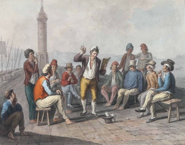 Saverio della Gatta (1758 - 1828) Il cantore di Rinaldo sul molo, 1823 Rissa delle donne di Chiaja, 1822