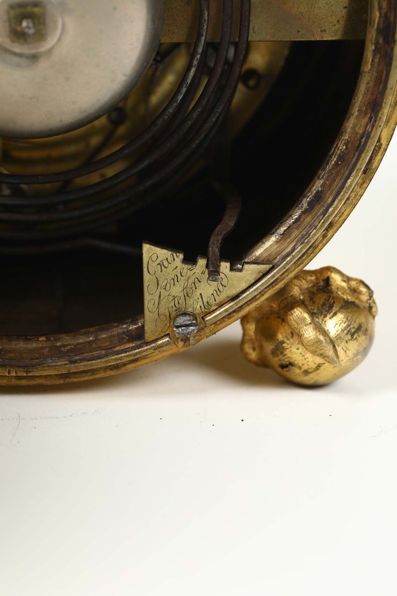 Orologio da Tavolo in Bronzo Dorato, Meuron & Comp., Fine XVIII Secolo