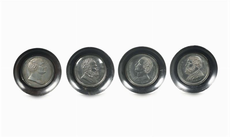 Giovanni Beltrami (Cremona, 1777 - 1854) Quattro medaglioni rappresentanti uomini illustri (Michelangelo, Guicciardini, Ariosto, e Alfieri), 1824-1830 circa  - Asta Antiquariato - Cambi Casa d'Aste