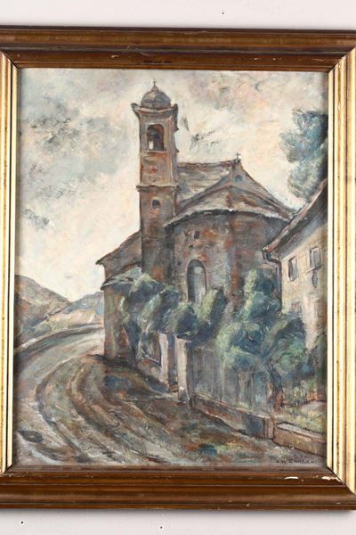 Alfredo Ubaldo Gargani (genova 1898-1947)veduta di Chiesa, 1939