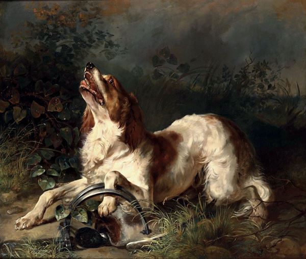 Ranftl Johann Matthias - Johann Matthias Ranftl (Vienna 1804-1854) Il cane nella tagliola
