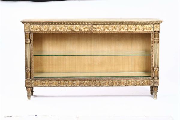 Servant neoclassico in legno intagliato, dipinto e dorato