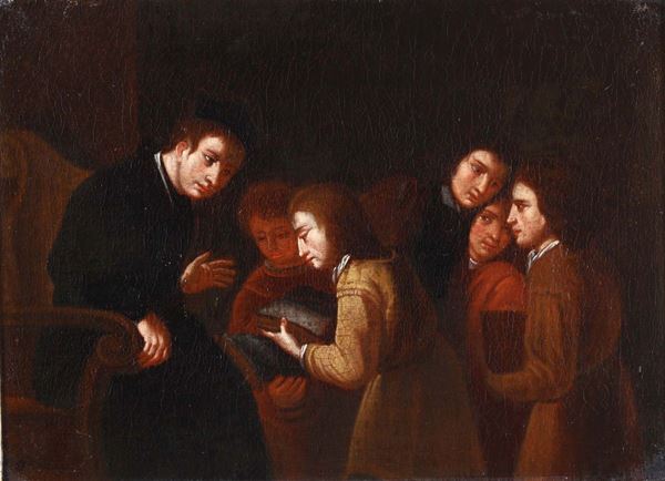 Scuola del XVIII secolo Prete con fedeli