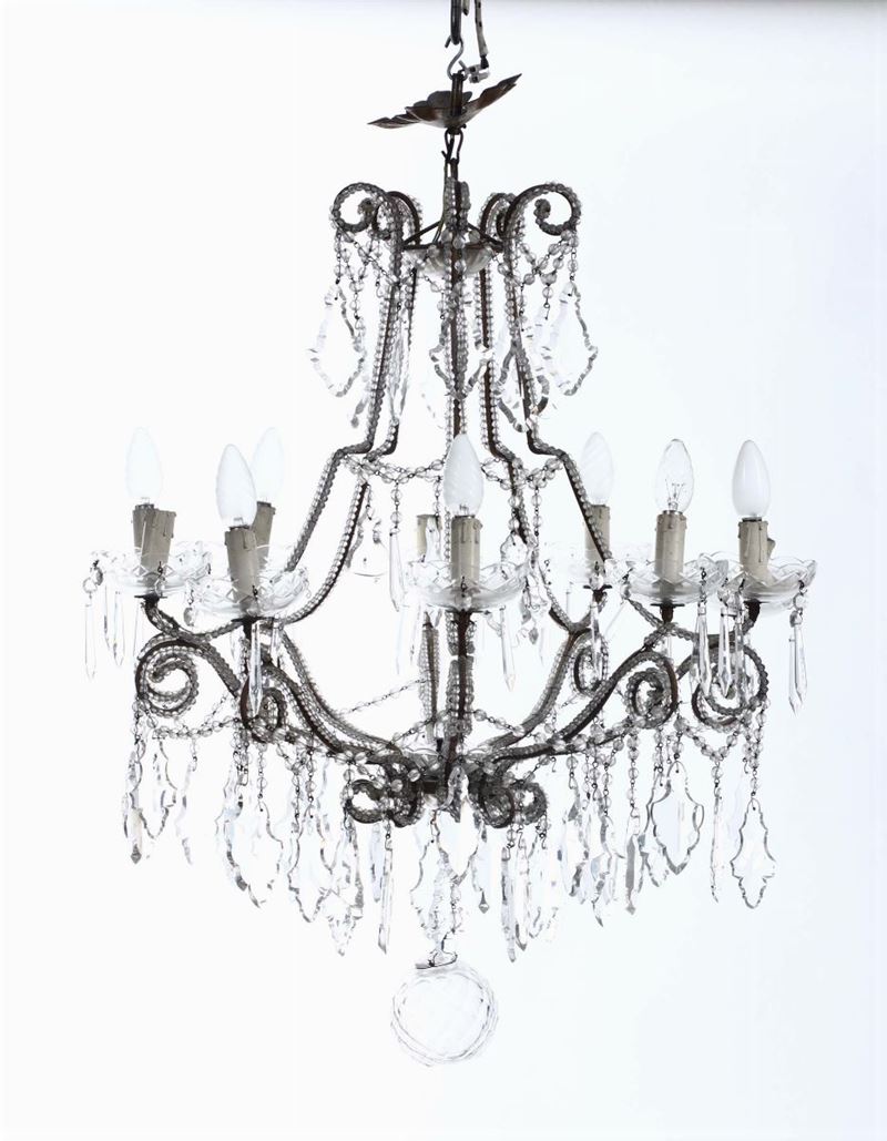 Lampadario in metallo e cristalli, XIX-XX secolo  - Auction Fine Art - Cambi Casa d'Aste