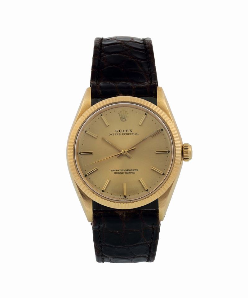 ROLEX, Oyster Perpetual Superlative Chronometer Officially Certified, case No. 1273003, Ref.1005. Fine, 18K yellow gold, self-winding, water resistant wristwatch with original  gold plated buckle. Made circa 1965  - Auction Watches and Pocket Watches - Cambi Casa d'Aste