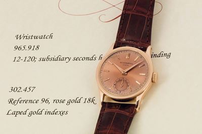 Patek Philippe, Geneve, Calatrava, Pink Gold Ref.96. Orologio da Polso, in Oro Rosa 18k con Fibbi...