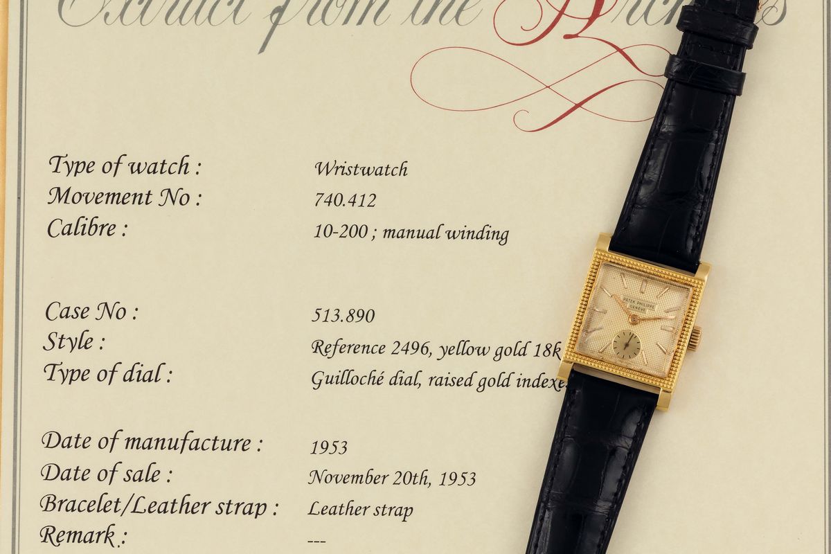 Patek Philippe, Geneve, Case No. 513890, Ref. 2496. Orologio da Polso, in Oro Giallo 18k, di Form...