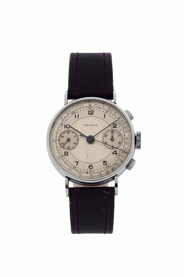 Ardath, case No.11599, stainless steel chronograph wristwatch with tachometer. Made circa 1950