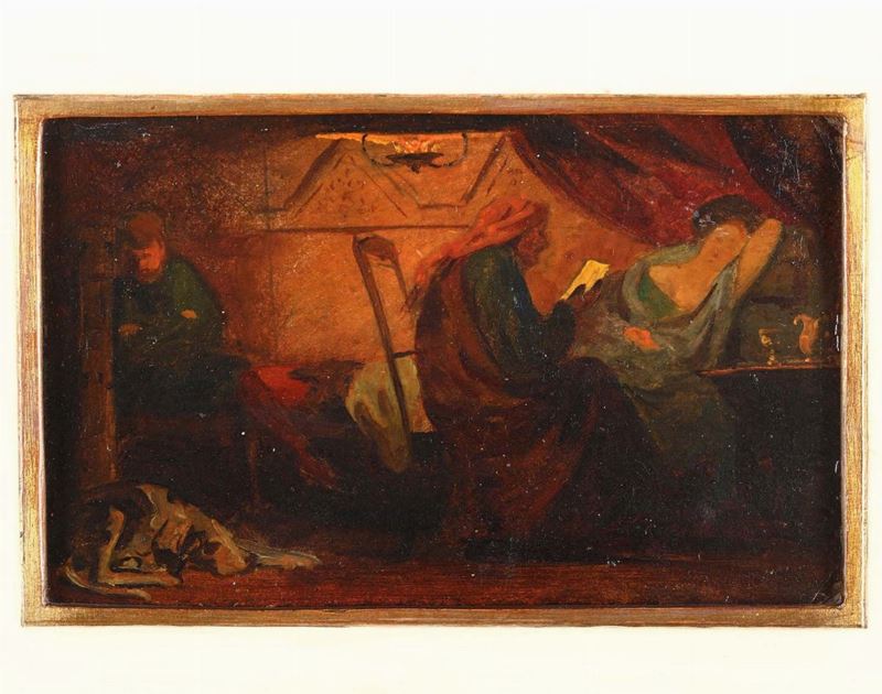 Pittore del XIX-XX secolo Scena d’interno  - Asta Dipinti del XIX e XX secolo - Cambi Casa d'Aste