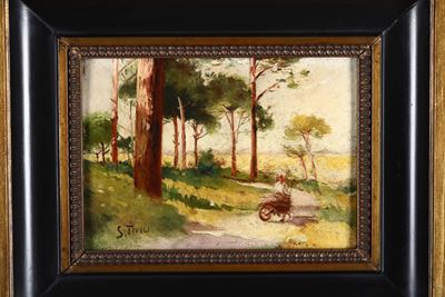 Anonimo del XIX Secolo Paesaggio con Strada, CM 13,5x20