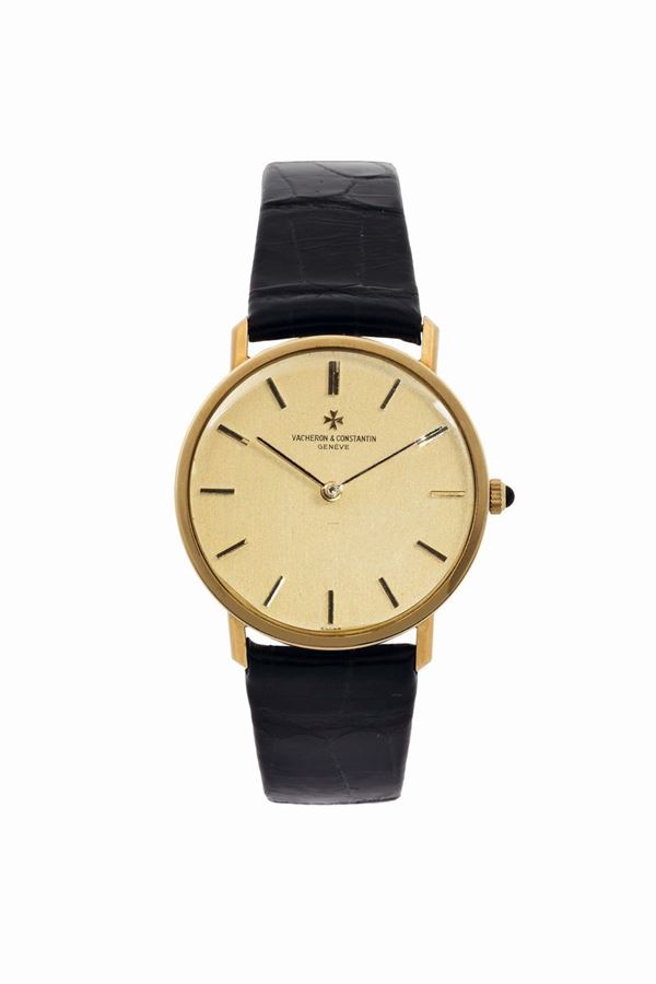 Vacheron&Constantin, Geneve, movement No. 631105, case No.453257, Ref. 7811.  Fine, thin, 18K yellow gold wristwatch with an 18K yellow gold AW buckle. Made in the 1960's.