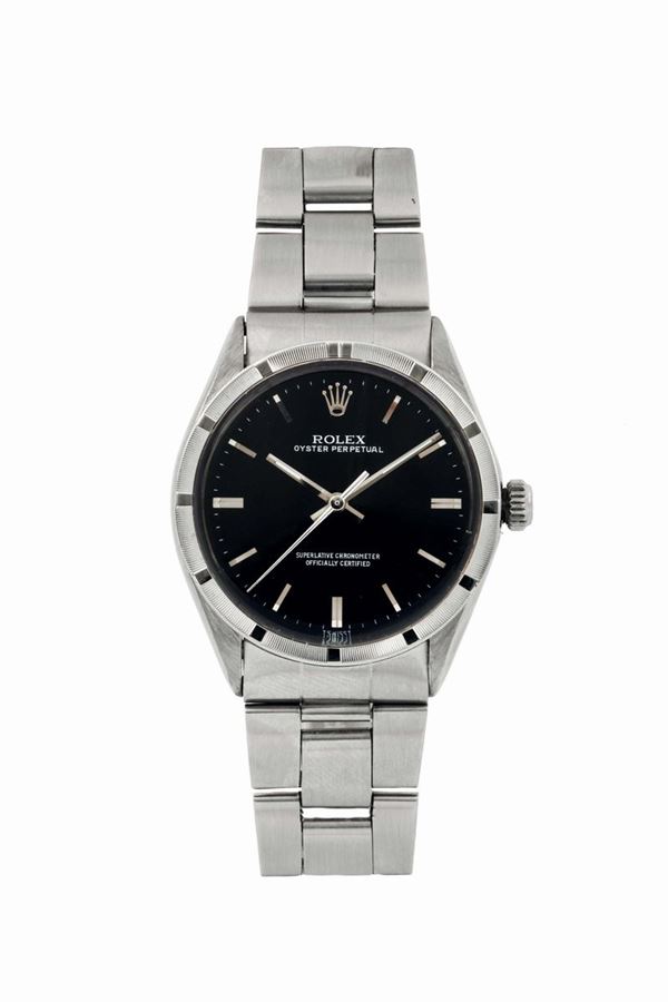 ROLEX,  Oyster Perpetual, Superlative Chronometer, Officially Certified , case No. 299781, Ref. 1007. Fine, center seconds, self-winding, water resistant, stainless steel wristwatch with a stainless steel Rolex Oyster bracelet with deployant clasp. Made circa 1957