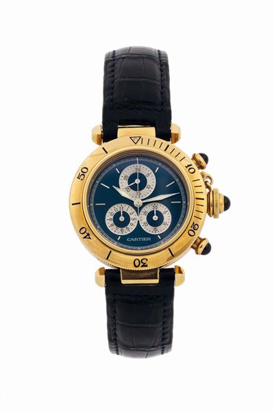 Cartier, Pasha Chrono-reflex, Ref. 1353. Orologio da Polso, in Oro Giallo 18k, al Quarzo, Cronogr...
