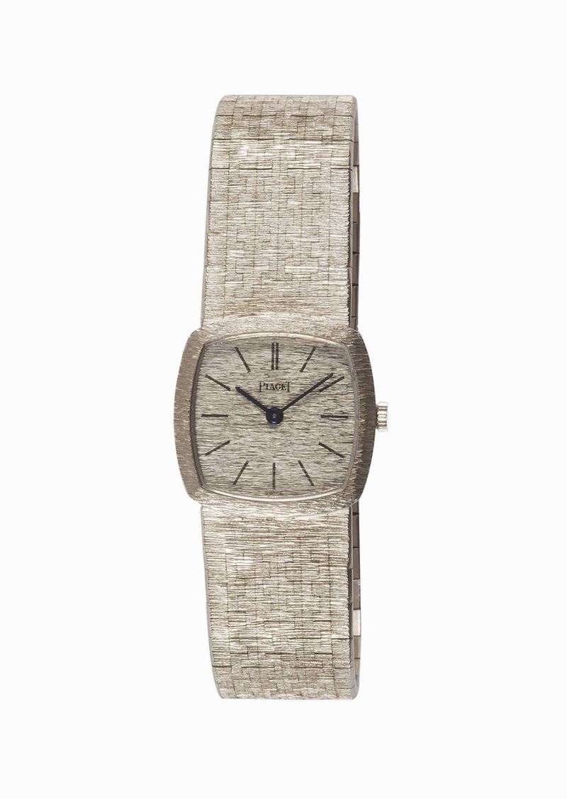 Piaget, orologio da polso, da donna, in oro bianco 18K, con bracciale integrato in oro bianco. Realizzato nel 1970 circa  - Asta Vintage, Gioielli e Orologi - Cambi Casa d'Aste