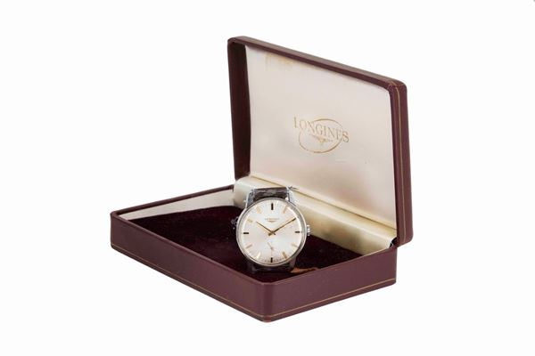 LONGINES, Ref. 8490, orologio da polso, in acciaio, carica manuale. Realizzato nel 1960 circa. Accompagnato dalla scatola originale