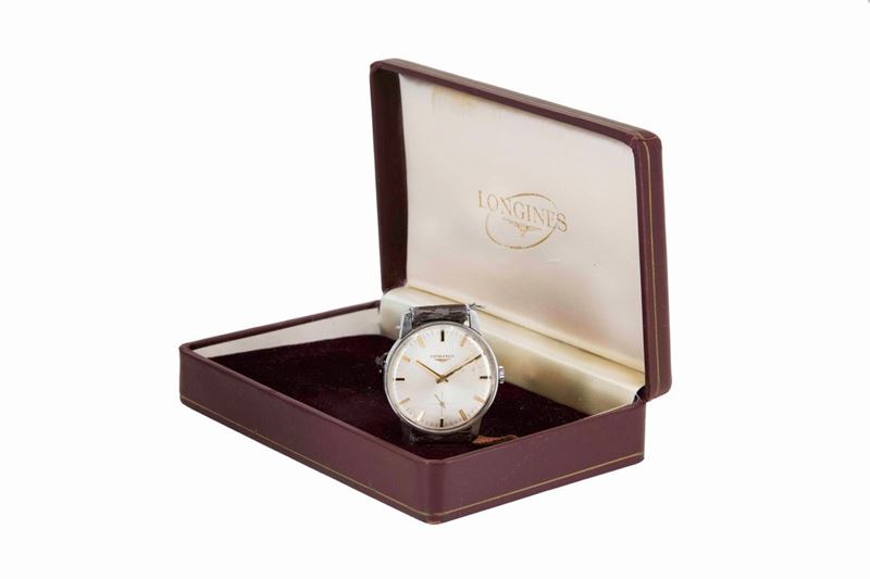 LONGINES, Ref. 8490, orologio da polso, in acciaio, carica manuale. Realizzato nel 1960 circa. Accompagnato dalla scatola originale  - Asta Vintage, Gioielli e Orologi - Cambi Casa d'Aste