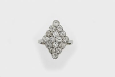 Anello a Losanga con Diamanti di Vecchio Taglio