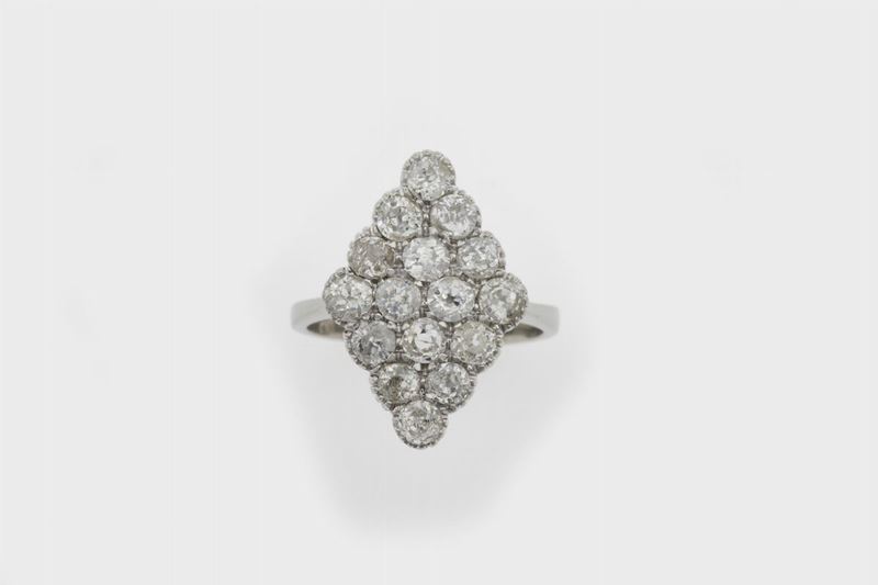 Anello a losanga con diamanti di vecchio taglio  - Asta Vintage, Gioielli e Orologi - Cambi Casa d'Aste