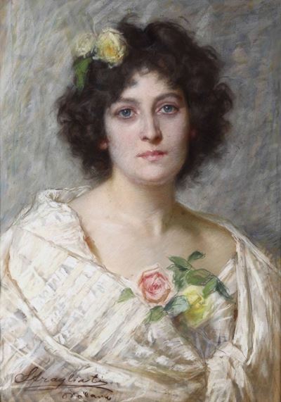 Carlo Stragliati (milano 1868-1925)ritratto Femminile