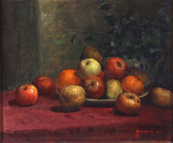 Gigi Comolli (1893-1976) Natura morta con frutta, 1942