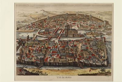 Stampa Acquerellata Raffigurante Veduta di Parigi, XIX-XX Secolo