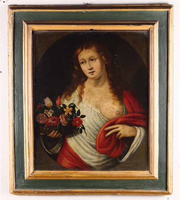 Scuola del XVII secolo Coppia di ritratti femminili