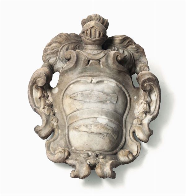 Stemma nobiliare in marmo, arte barocca italiana del XVII secolo