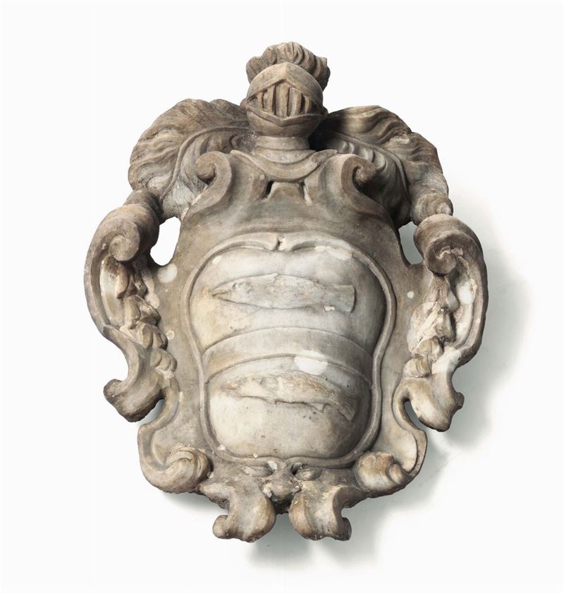 Stemma nobiliare in marmo, arte barocca italiana del XVII secolo  - Auction Fine Art - Cambi Casa d'Aste